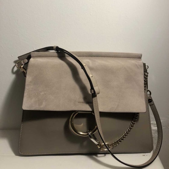 Chloe Handbags - Chloè Faye beige in grey leather